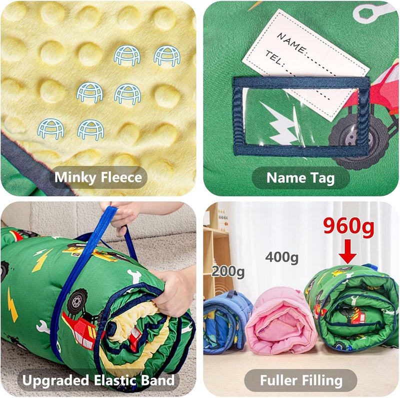 PRIMLECT Toddler Nap Mat Extra Large Thickened 55''x35'', Soft Sleeping Bag with Detachable Minky Blanket and Pillow, Portable for Daycare, Preschool, Kindergarten, Travel, Boys and Girls - Image 5